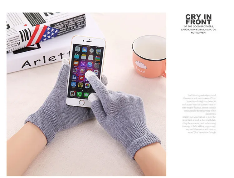 Новый волшебный сенсорный экран перчатки Смартфон текстовые стрейч взрослых один размер зимние теплые трикотажные Лидер продаж