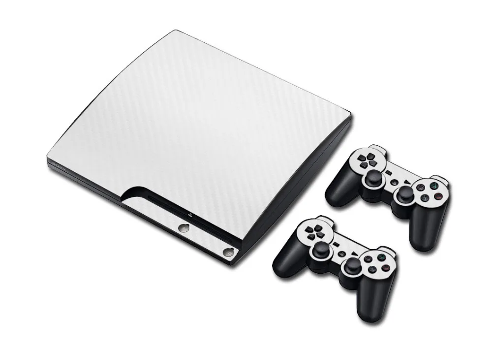 

Carbon Fiber Vinyl Skin Sticker For PS3 Slim Game Console with 2 Controllers Cover For PlayStation 3 Slim Gamepad Decal