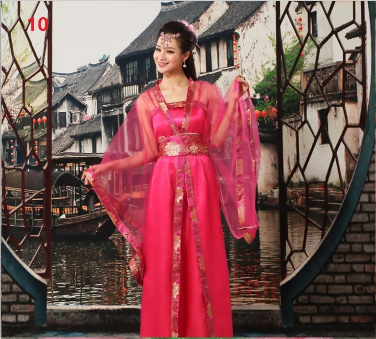 Для взрослых детей 10 цветов традиционная китайская красивая одежда ханьфу платье для девочек Женский династический костюм старинные китайские костюмы - Цвет: 10
