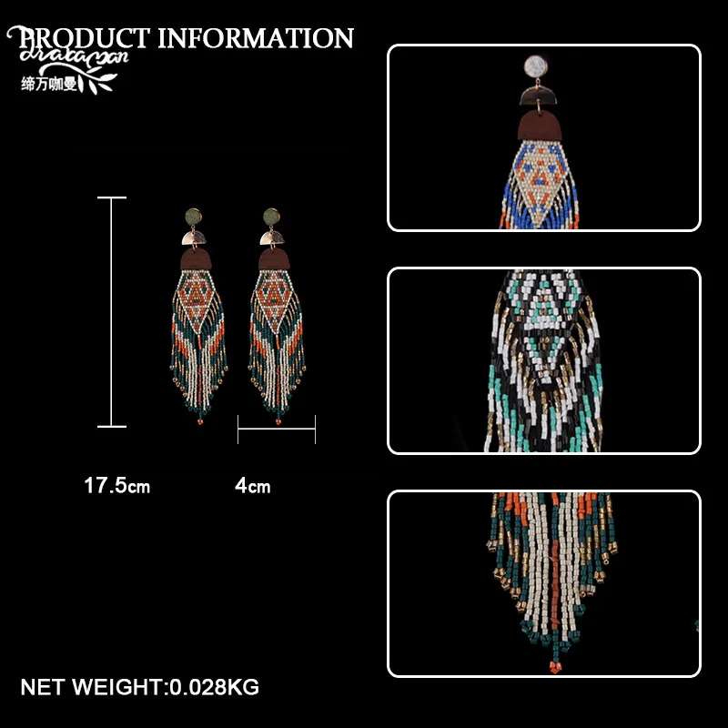 Dvacaman, новинка, большие серьги ручной работы с бусинами и кисточками для женщин, очаровательные длинные висячие серьги в стиле бохо, деревянные массивные украшения для свадьбы, вечеринки, AW7