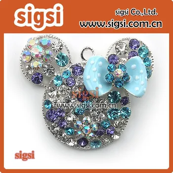 

free shipping 48mm rhinestone mickey chunky pendant