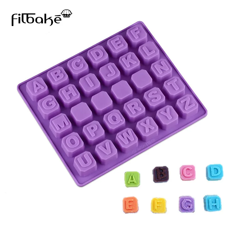 

FILBAKE 26 English Letters Rectangular Shaped Silicone Chocolate Cake Mold DIY Handmade Soap Ice Mould Baking Fondant Cake