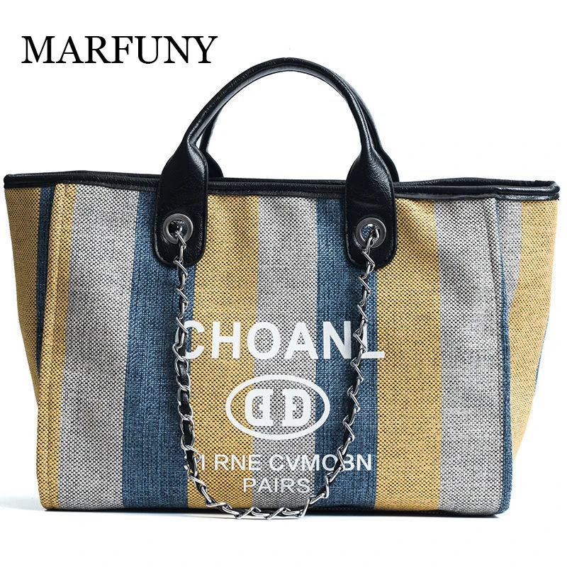 

High Quality Canvas Women Handbags Large Colorful Female Shopper Shoulder Bags Long Chain Crossbody Bags For Women Sac A Main