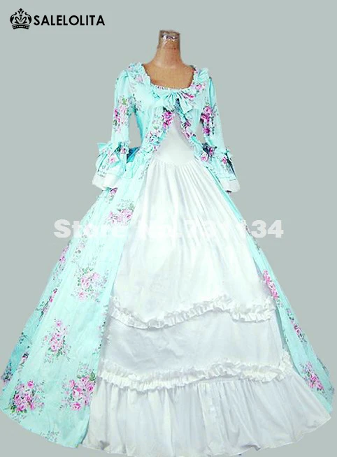 

2015 Brand New Floral Print Medieval Dress Women Renaissance Gothic Stempunk Victorian Dress Southern Belle Party Dresses
