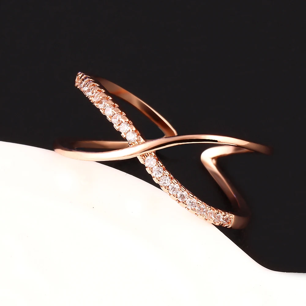 Vintage X Cross Ring Jewelry Fashion Zircon Anel Bijoux Bague for Wedding Band Rings For Women female Accessory anillo CS12
