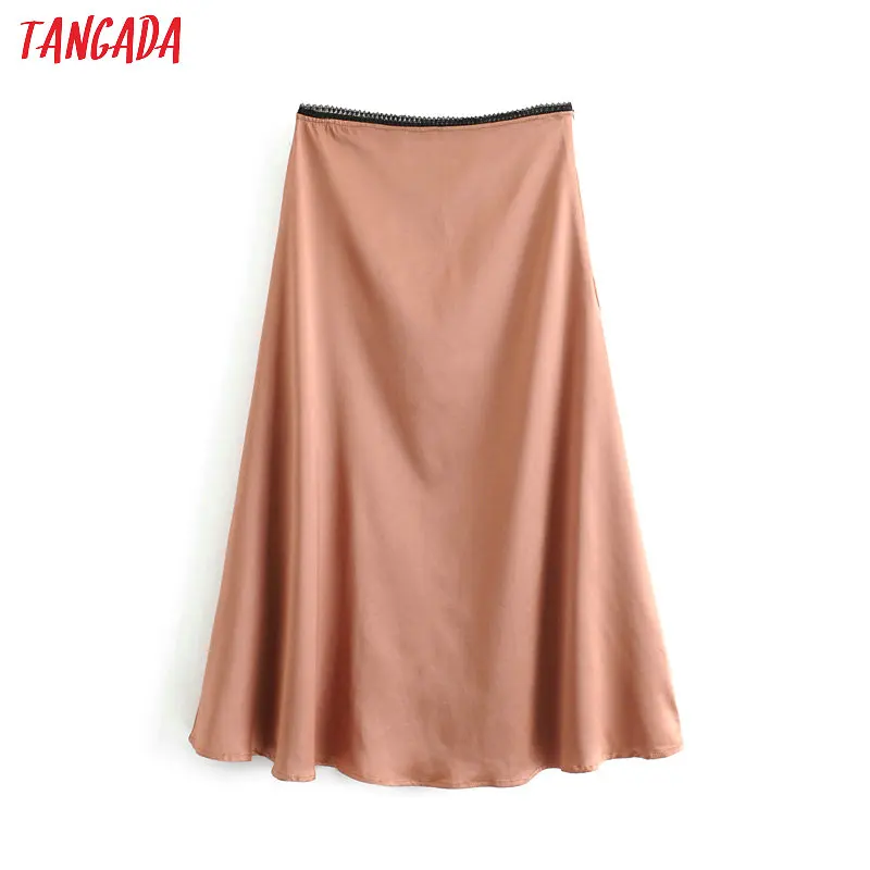 

Tangada fashion women lace patchwork skirt faldas mujer high waist elegant female vintage casual skirts 6A190