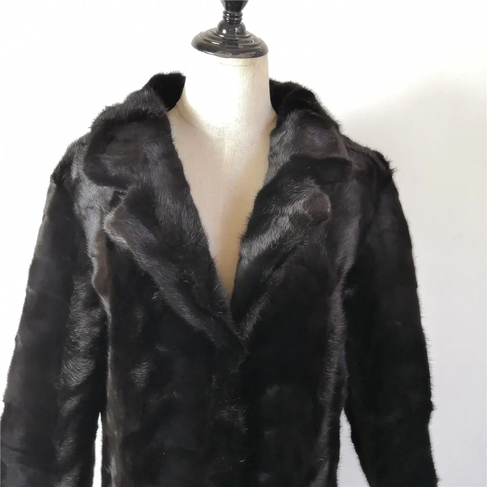 Noir Naturel 2018 Long Costume Manteau Col De Paragraphe Fourrure Luxe Chaud Femmes 100 Réel Des Vison D'hiver aqarPwS