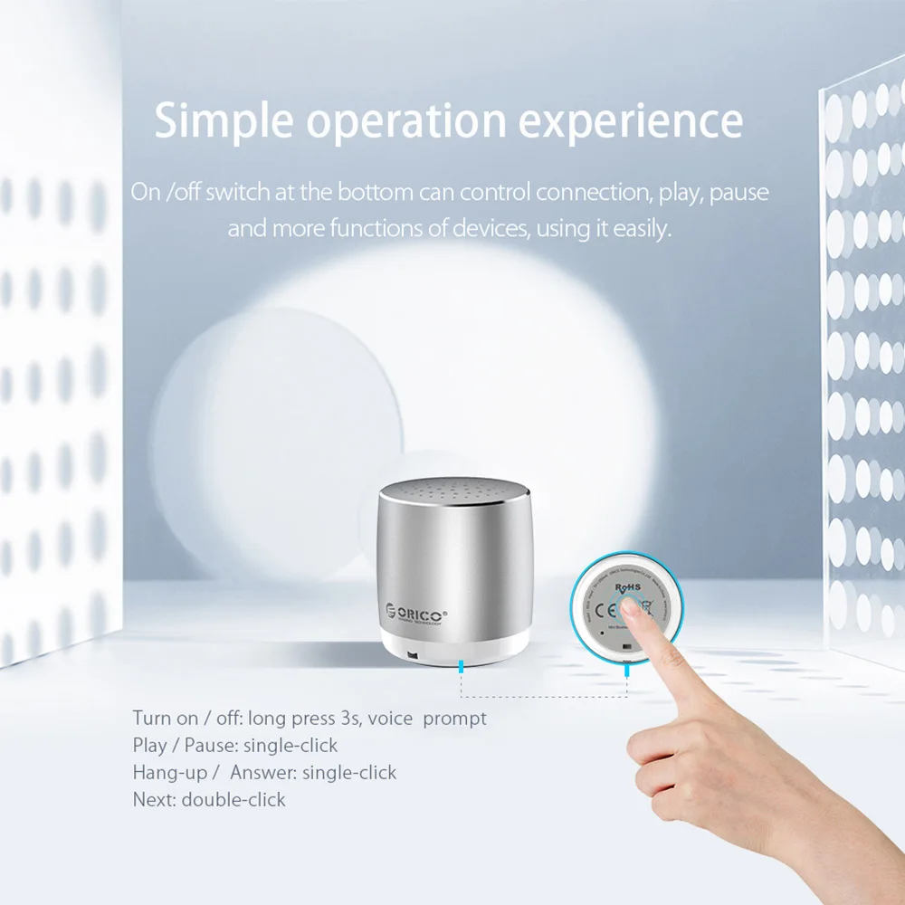 ORICO Мини Портативный беспроводной Bluetooth динамик Улучшенный бас 3D стерео музыка