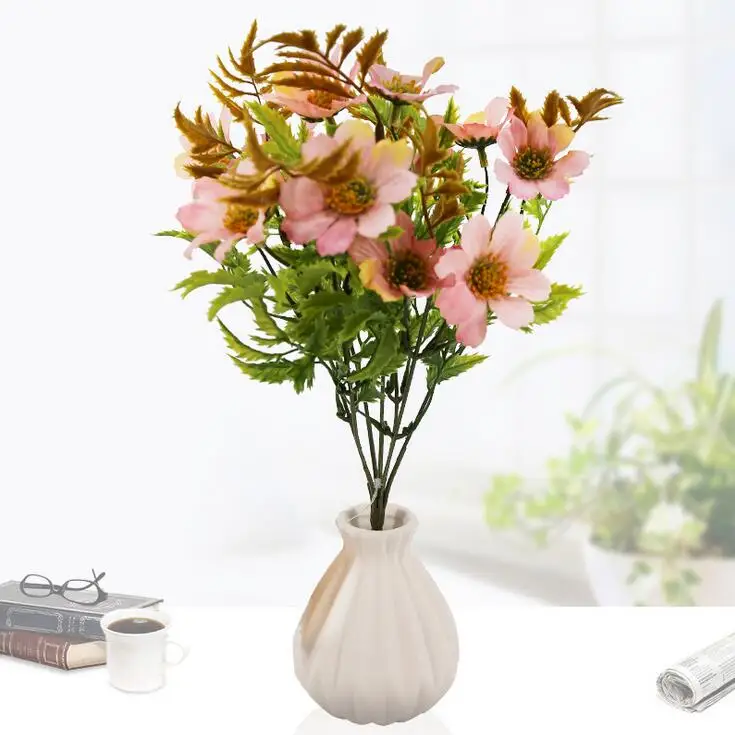 Artificial flower cheap cherry silk flower 7 branches flowers wedding