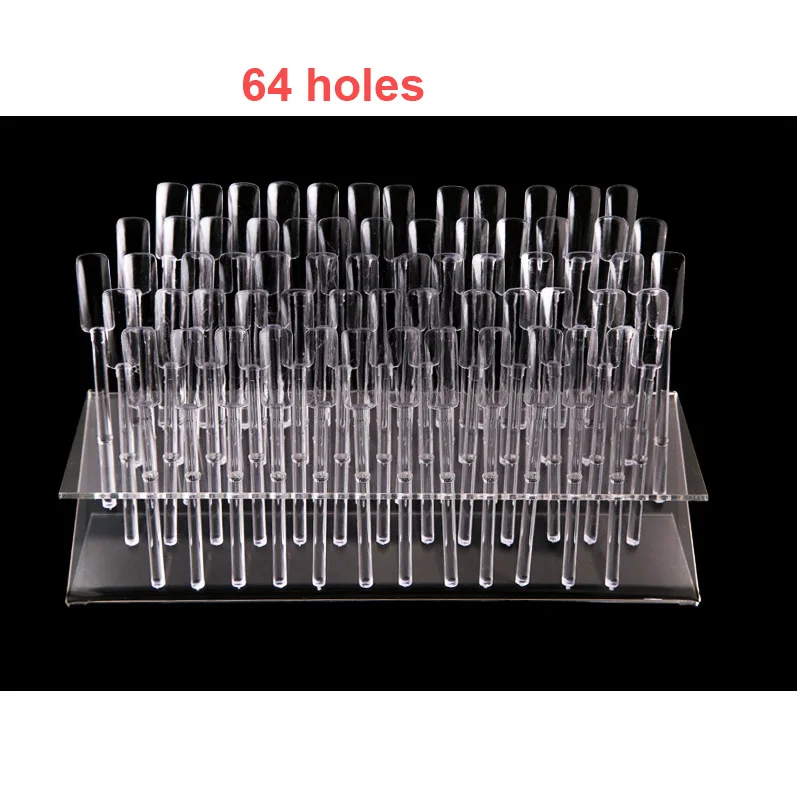 

Y68,64 holes Nail Art Practice Display Stand Rack Stick Acrylic UV Gel French Tips Tools Nail Polish Stand high quality ABS