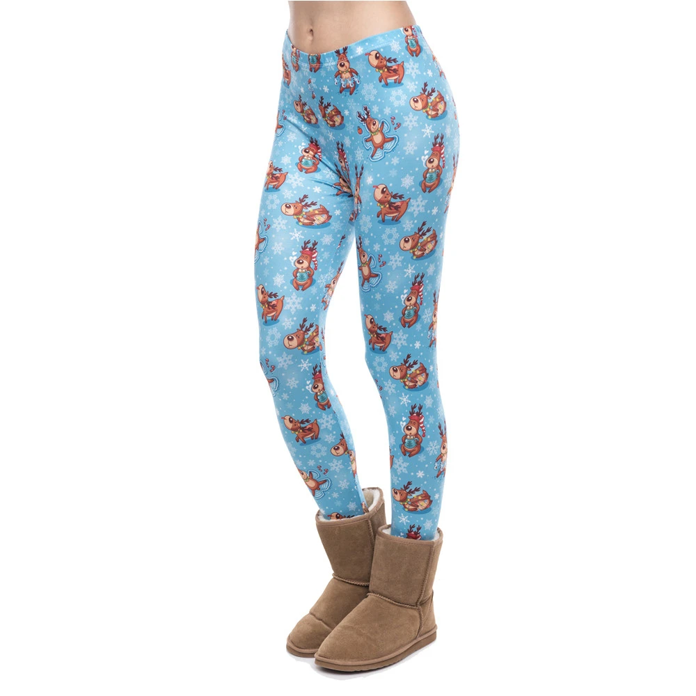 

High Elasticity Women Legging Reindeers Winter Printing Fitness Leggings Christmas High Waist Woman Pants