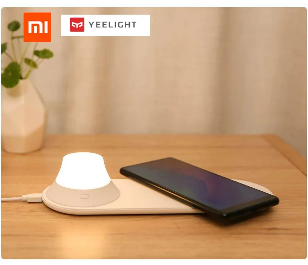 Xiaomi Yeelight Беспроводной Зарядное устройство с светодиодный ночник магнитное