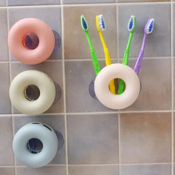 

Plastic Cute 4 Position Toothbrush Holder Stand Wall Suction Storage Shelf Bathroom Accessories Set Home Shaver Organizer 9