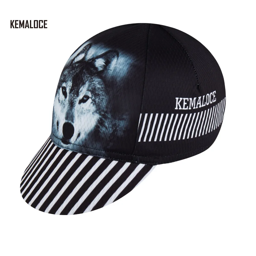 

KEMALOCE Outdoor Special Sublimation Print Bicycle Hat Cheap Pro Team Summer Black Wolf Men Cycling Cap Quick Dry Road Bike Cap