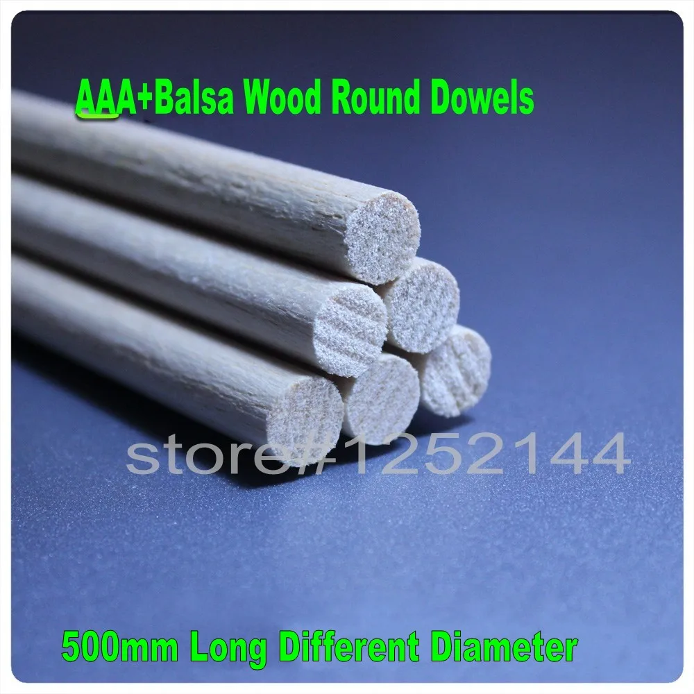 AAA+ Balsa Wood Roud Dowels 500mm long 4~12mm Diameters For Airplane/boat Model Fishing Wood DIY Free Shipping