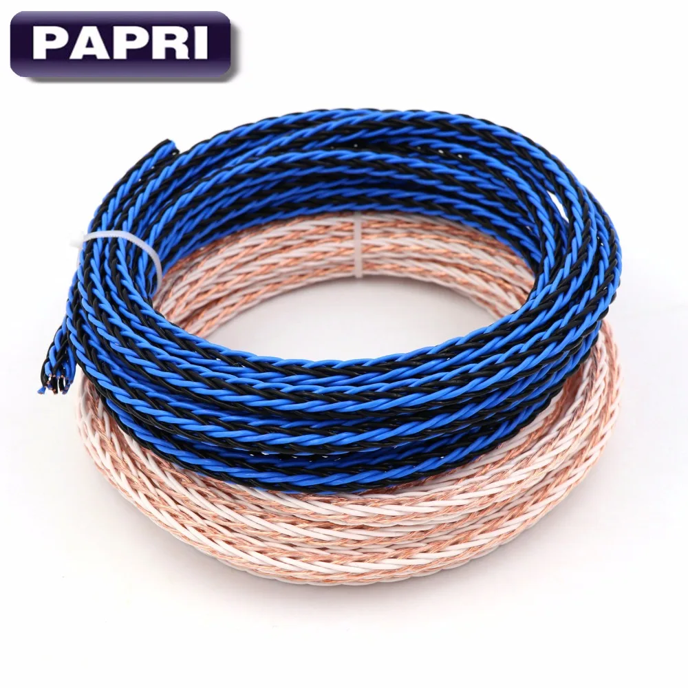 

PAPRI 3.28ft/1m High Purity Braid 8TC Teflon 5N Pure Brass OCC Wire Speaker Cable Audio DIY HIFI Amplifier WAG2