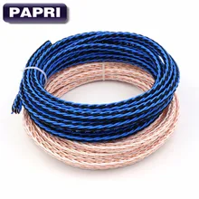 PAPRI 3.28ft/1m High Purity Braid 8TC Teflon 5N Pure brass OCC wire Speaker cable Audio DIY HIFI AMP WAG2