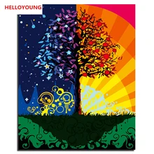 HELLOYOUNG DIY Ручная роспись маслом толстое дерево цифровая живопись по номерам Масляные картины китайские картины-свитки
