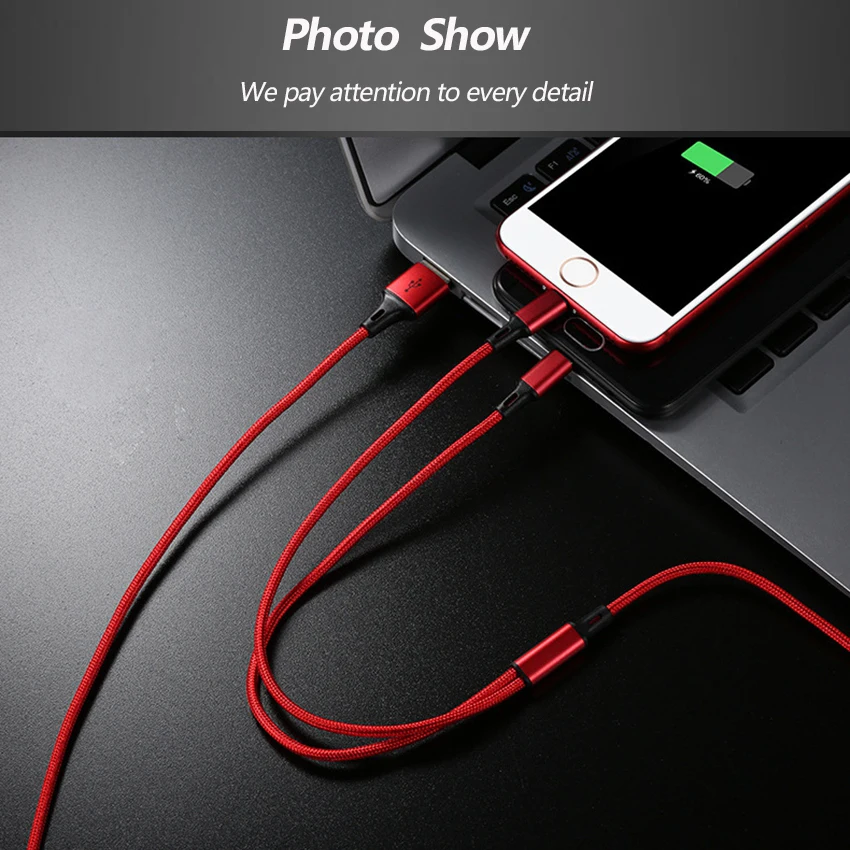 CHOETECH 3 in1 كابل يو اس بي متعددة شحن 2.4A نوع C المصغّر usb كابل الهاتف المحمول الكابلات ل فون XS ماكس سامسونج xiaomi