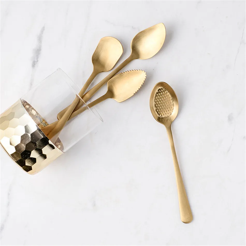 Chic Gold 304 Stainless Steel Spoon Teaspoon Coffee Spoons Fruit Ice Cream Elegant Spoon Girly Bow Tie Tableware Kitchen Tool (9)