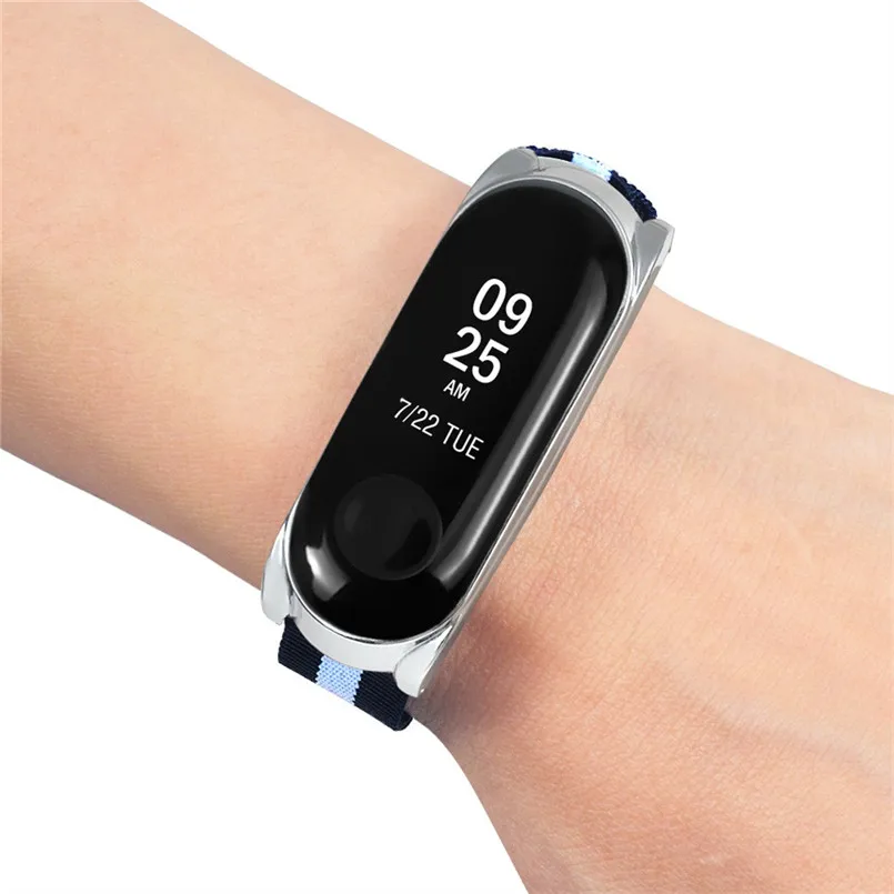 Fashio Navy Nylon Wristband Canvas Sport Strap Watch Band Replacemen For Xiaomi Mi Band 3 Watch band Size 25x1.95x0.54cm 40MR1409