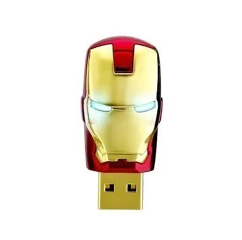 JASTER Ironman USB флеш-накопитель 4 ГБ 8 ГБ 16 ГБ 32 ГБ USB 2,0 флеш-накопитель Флешка металлическая ручка привод синий светодиодный светильник - Цвет: Iron man