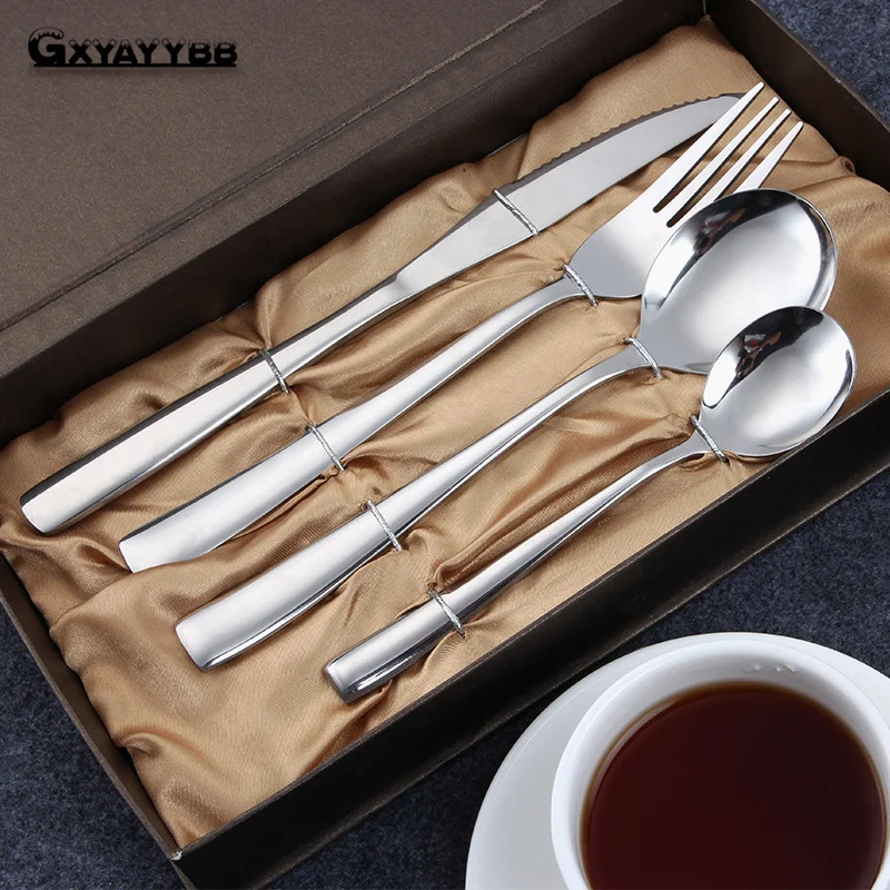 Dinnerware Set knife and fork Cutlery Steel Set Quality 4 Pcs Tableware Knives Forks Dining