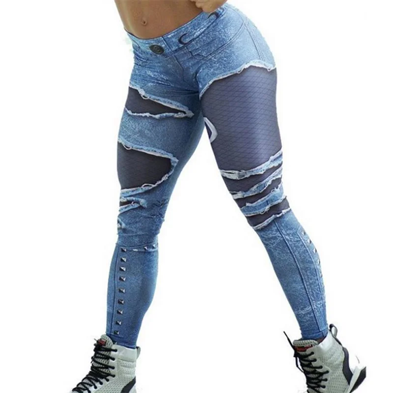 

New Women Jeans Print Leggings Water droplets girl Weaving Printed Sporting Workout Leggins 3D Workout Fitness Elastic Pants HOT