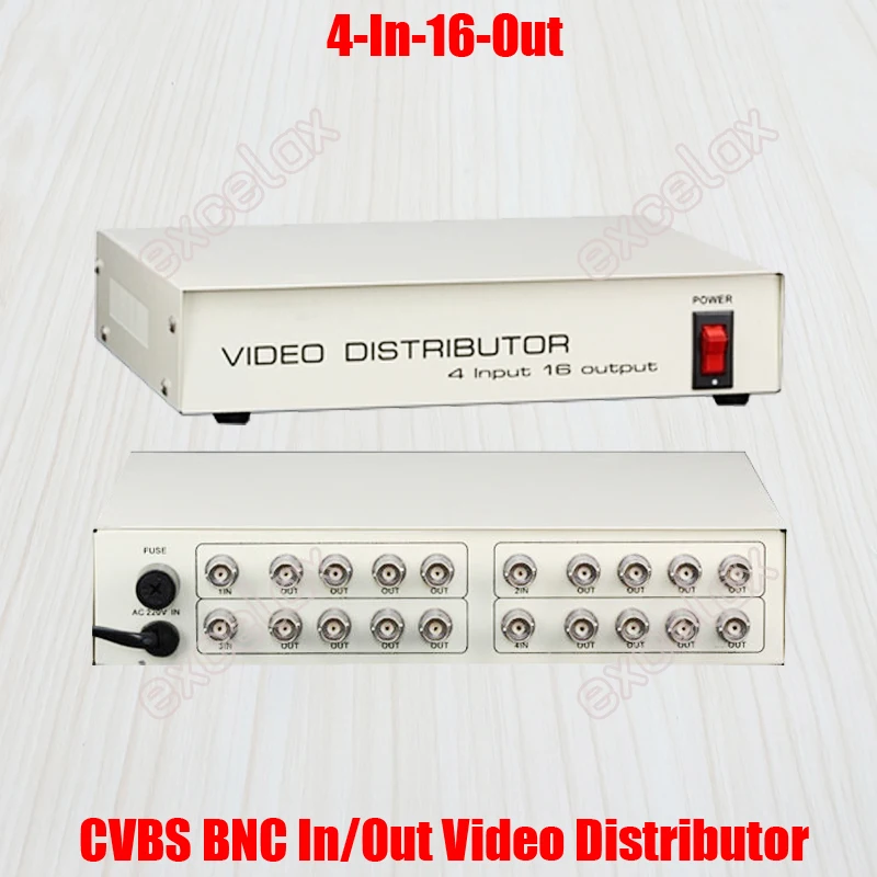 4 в 16 из композитный видеосигнал BNC видеораспределитель для CCTV камера системы безопасности цифровой видеорегистратор Система 4CH до 16CH сигнала видео сплиттер усиления