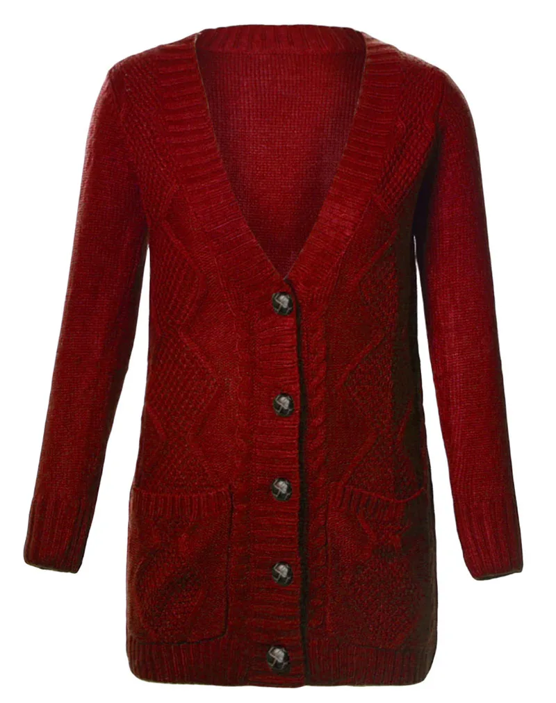 Burgundy-Front-Pocket-and-Buttons-Closure-Cardigan-LC27837-3-2