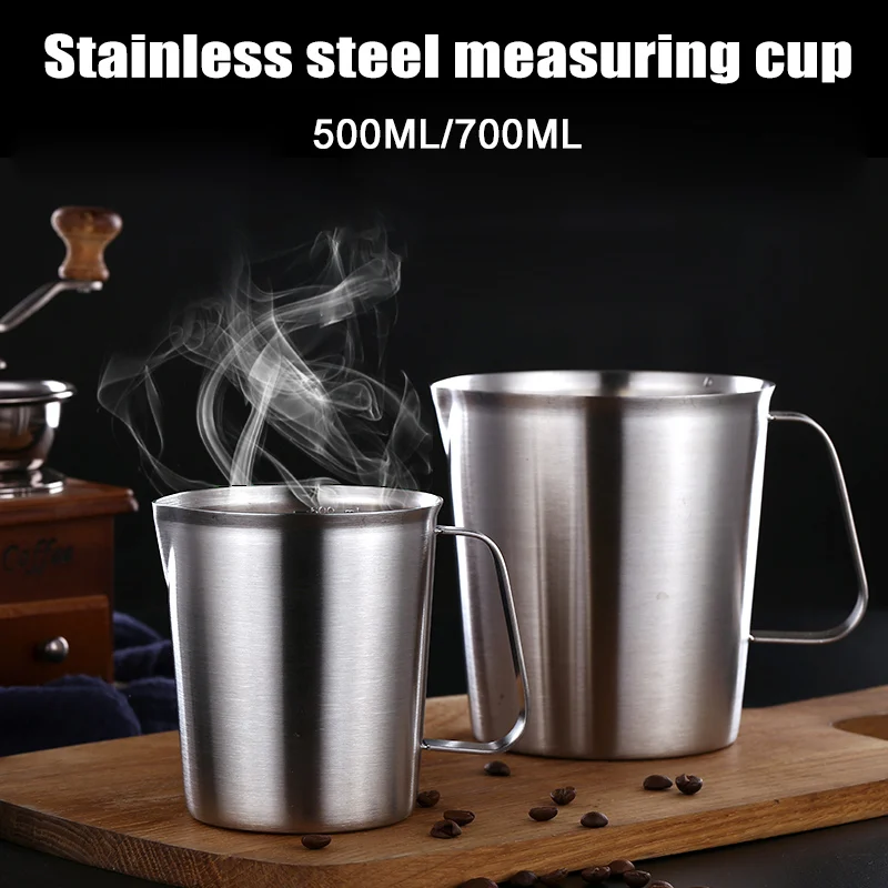 

1 Pcs 500/700ml Stainless Steel Measuring Cup Graduated Baking Liquid Milk Coffee Cooking Tool E2S