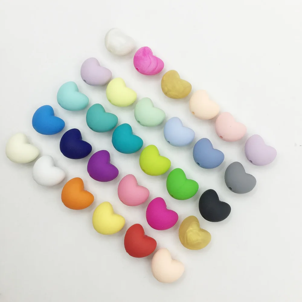 

50 Silicone Beads (20mm Heart) YOU Choose Colours -Silicone loose heart beads ,heart silicone loose bead for baby chew