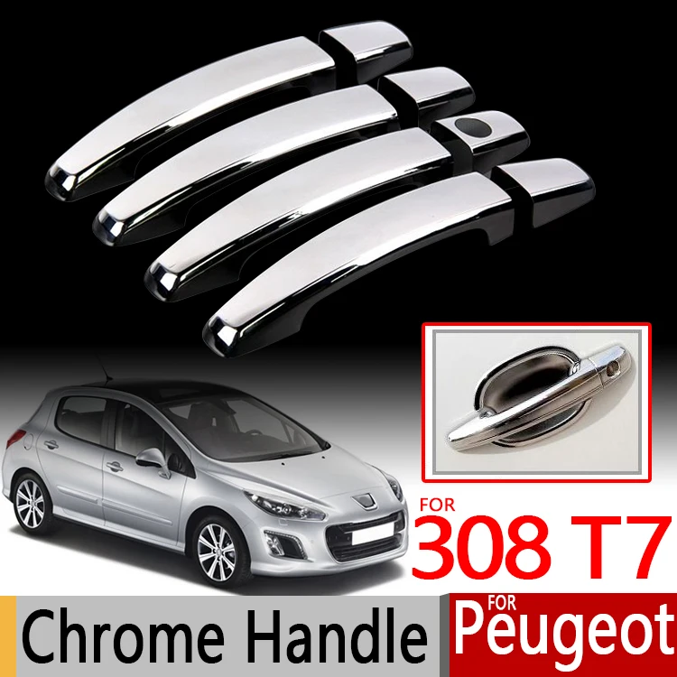 Для Peugeot 308 T7 2008-2013 хромированные Чехлы для ручек 308sw 308cc RCZ набор из 4