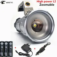 Zoom Zoomable de XM-L L2 4000LM LED Linterna Antorcha Recargable autodefensa Acampar luz de la lámpara + 3×18650 batería + cargador