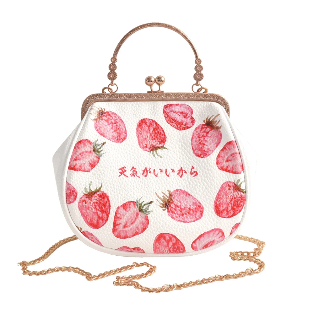 

New Arrival Cute Strawberry Pattern Lolita Handbag for Ladies Kawaii messenger bags adorable girl phone bag women-messenger-bags