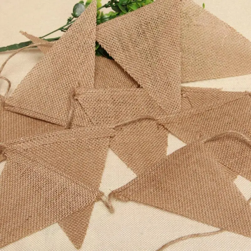 

3 Pcs/lot Burlap String 2.8M 13 Flags Jute Burlap Bunting Banner Flags for Wedding Birthday Decoration Celebration