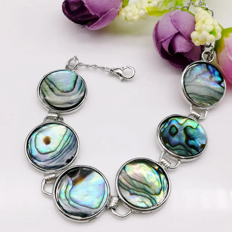 

Free shipping 3 PCS metal serging abalone shell beads bangle bracelet