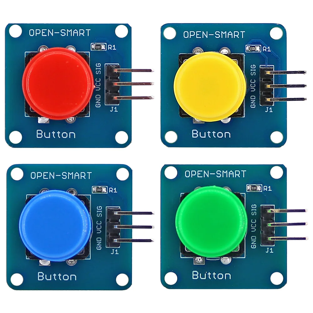 Open-smart 4pcs Big Key Button Module Kit 4 Color Active High Level ...
