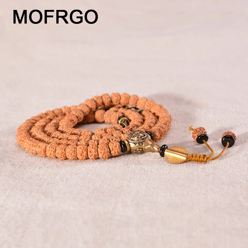

Tibetan Buddhist Prayer Mala 108 Rudraksha Slice Beads Bracelet Charm Yoga Bracelet Necklace for Men Women OM Jewelry Gift