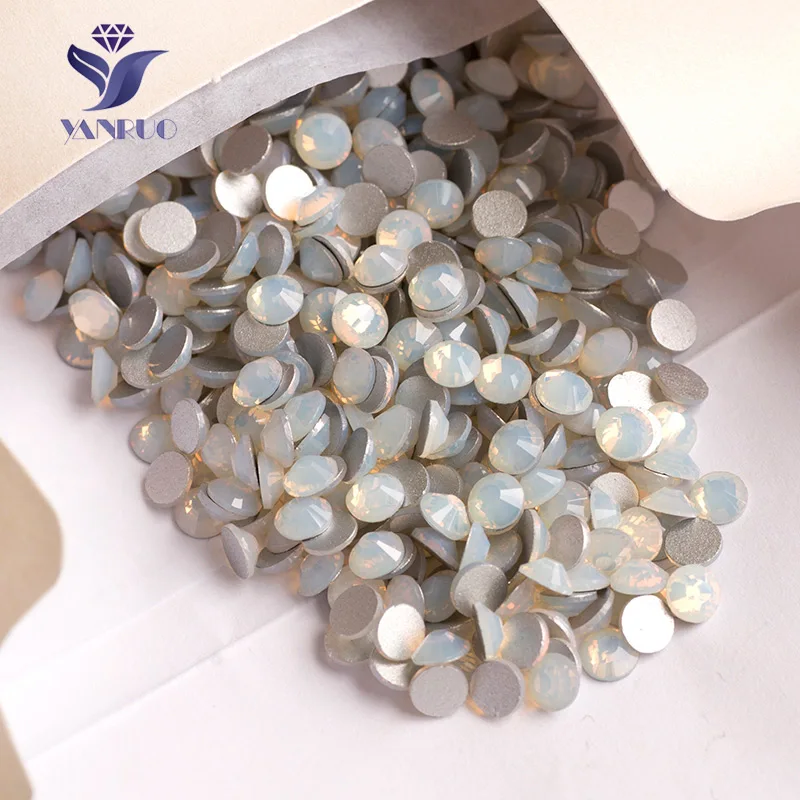 

YANRUO 2058NoHF SS16-SS20 1440Pcs White Opal Glass Rhinestones Crystal Garment Non Hot-Fix For Shoes