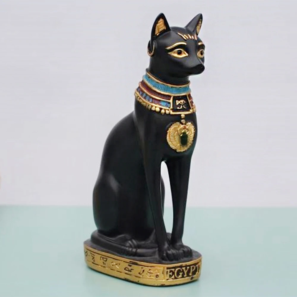 Us 32 47 Offwysokiej Jakości W Stylu Vintage żywica Egipski Mau Egipt Kot Statua Ręcznie Rzeźbione Figurki Kolekcjonerskie Ozdoby Do Wystroju Domu