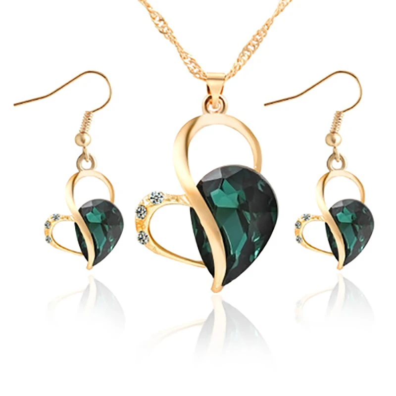 Женский ювелирный комплект из колье и серёг с кристаллами|necklace earring|fashion setset necklace