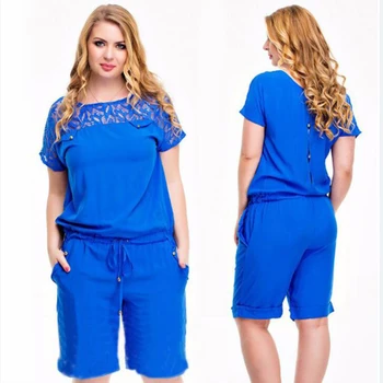 

Fashion Women Summer Jumpsuit Lace Up Rompers Womens Jumpsuit With Pocket Lace Plus Size Loose Jumpsuit For Women