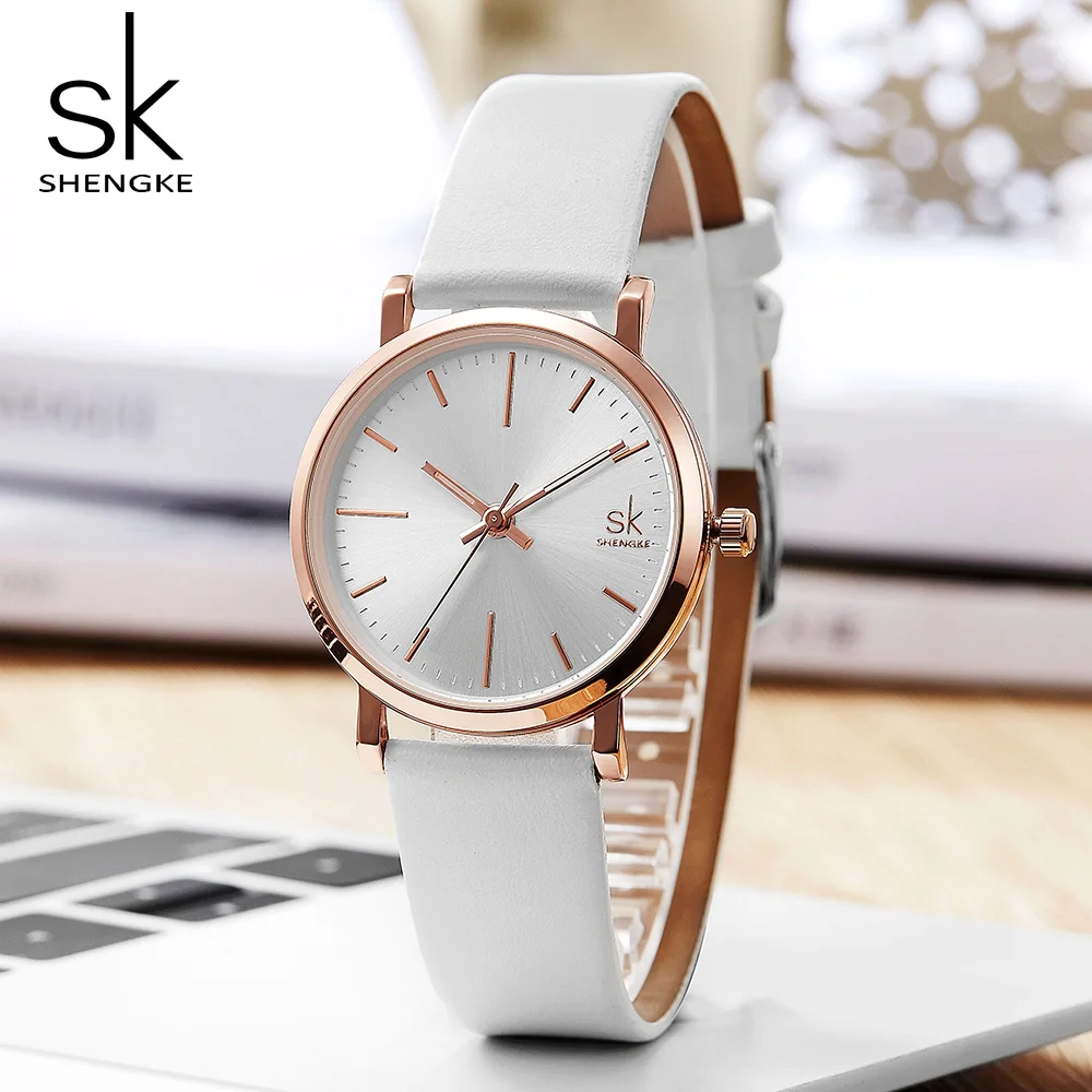 SHENGKE пара часов подарок для влюбленных кожаный ремешок кварцевые часы Orologio Donna