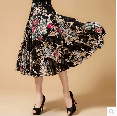 Новинка лета среднего возраста и пожилых Женская мода свободные большой код печати хлопок с эластичной талией юбки хорошее качество ae120