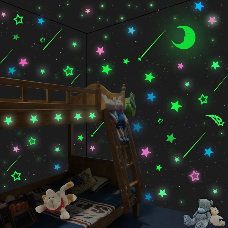 

100pcs Fluorescent Glow Star glow wall sticker Stars stickers fosforescentes Luminous luminous glow sticker