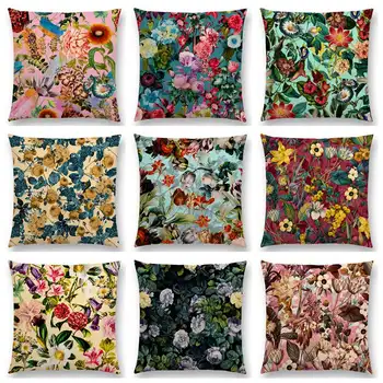 

Hot Sale Exotic Floral Pattern Garden Summer Natural Flowers Leaf Botanical Tropical Jungle Gorgeous Cushion Sofa Throw Pillow
