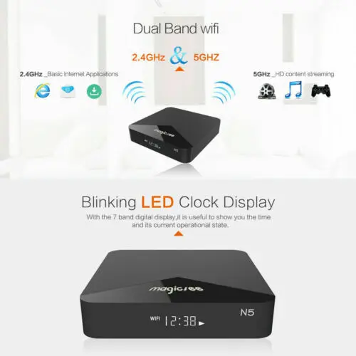 ТВ приставка MAGICSEE N5 Android TV OS Amlogic S905X 7.1.2 2 Гб ОЗУ + 16 ПЗУ 4G 5G WiFi 100 Мбит/с BT4.1 поддержка