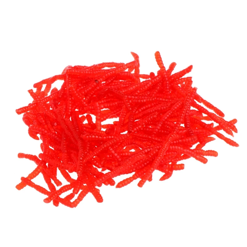 Smell Red Fake Worm Lures 3cm Soft Bait Carp Fishing Set Artificial Tackle Wobber 200 Pcs