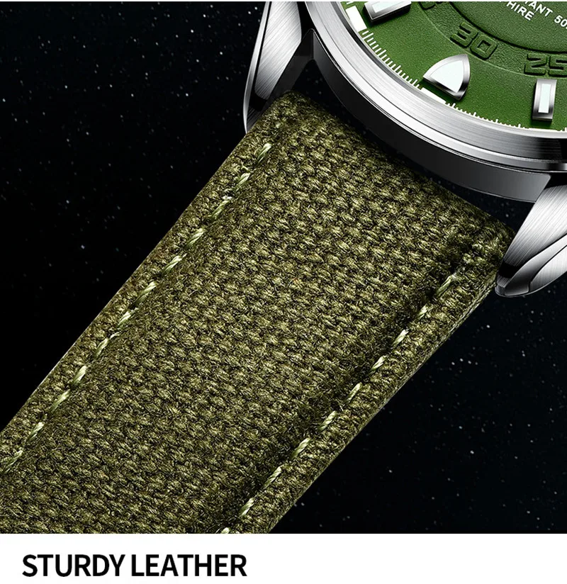 KASSAW Luminous military watch men leather automatic mechanical watch men's luxury brand sports Man Watches relogio masculino